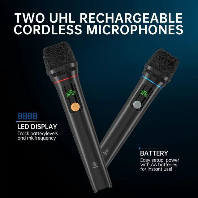 Alt view image 5 of 7 - Karaoke Machine with Lyrics Display Screen for Adults, Bluetooth Speaker with 2 Rechargeable UHF Mics, Built-in 14" Tablet & WiFi, DJ Lights, Portable Karaoke System for Party(Stand Included)