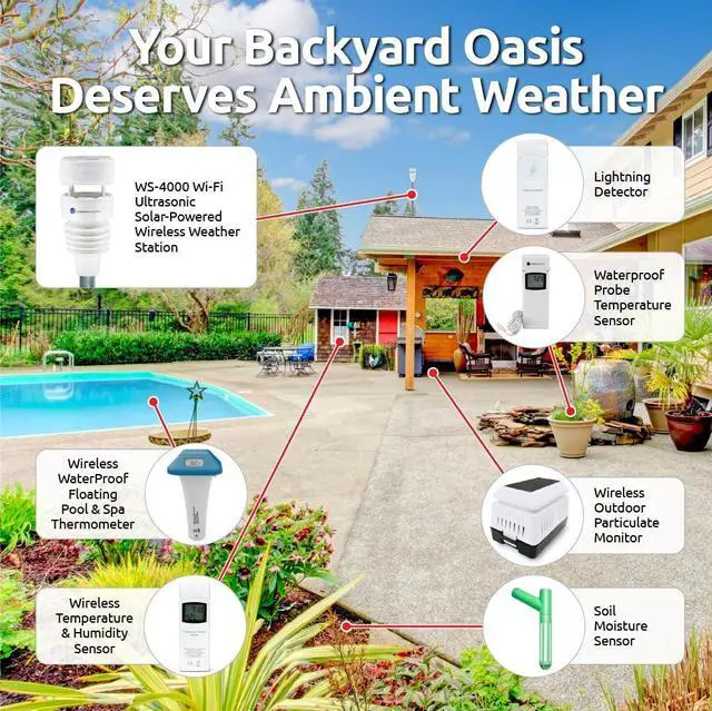 Alt view image 5 of 6 - Weather WS-4000 Solar Powered UltraSonic Wi-Fi Weather Station