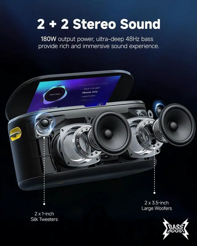Alt view image 5 of 7 - Smart Karaoke Machine, Built-in 10.1" Screen Lyrics Display for Adults Kids, 2 Auto Charging Wireless Microphones, Portable Bluetooth Speaker PA System with WiFi, HDMI for Home TV Outdoor Party