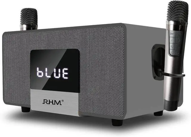 Main image of K222 Karaoke Machine, with 2 Wireless Microphones & 5 Music Modes, Support Optical/Bluetooth/AUX/USB/PC, Wooden Bluetooth Speaker for TV/Home/Meeting/Karaoke/Party, Great for Music Lovers