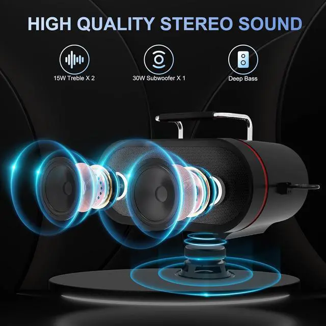 Alt view image 3 of 6 - K666 Karaoke Machine with Powerful & Clear Sound, 2 Wireless Microphones, Rechargeable Battery, 8 Hours Playtime, Support Bluetooth/AUX/USB/PC for Home, Party, Wedding, Picnic, Outdoors Activities