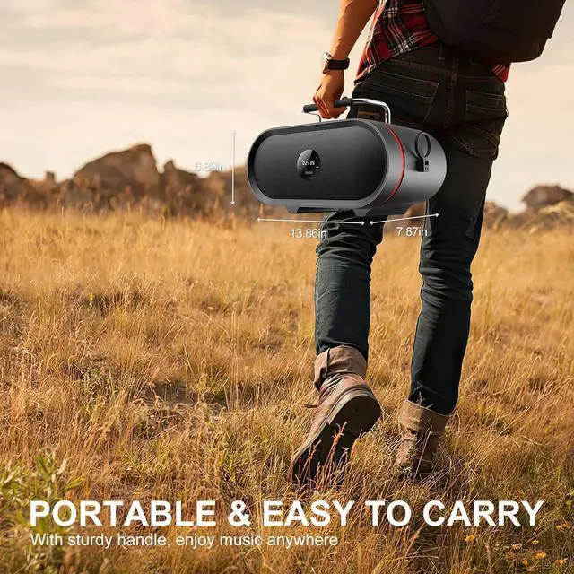 Alt view image 2 of 6 - K666 Karaoke Machine with Powerful & Clear Sound, 2 Wireless Microphones, Rechargeable Battery, 8 Hours Playtime, Support Bluetooth/AUX/USB/PC for Home, Party, Wedding, Picnic, Outdoors Activities