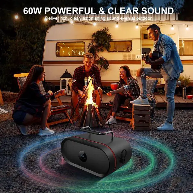 Alt view image 4 of 6 - K666 Karaoke Machine with Powerful & Clear Sound, 2 Wireless Microphones, Rechargeable Battery, 8 Hours Playtime, Support Bluetooth/AUX/USB/PC for Home, Party, Wedding, Picnic, Outdoors Activities