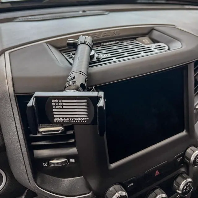 Alt view image 2 of 6 - Dash Mount Cell Phone Holder RAM Truck Compatible (2019+ 1500, 2500, 3500 and TRX) with 20mm Ball Mount - Compatible with iPhone and Android Smartphones (RubiGrid v2 Multi-Device Mount)