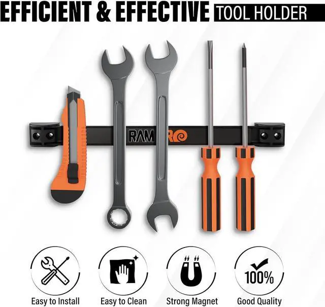 Alt view image 5 of 7 - Magnetic Tool Holder Strip - A Tool Magnet Bar for Garage Organization, Shop Organization, and Workbench Accessories - Best Gift for Men - Easy To Install in Workshop - Mounting Screws Included.