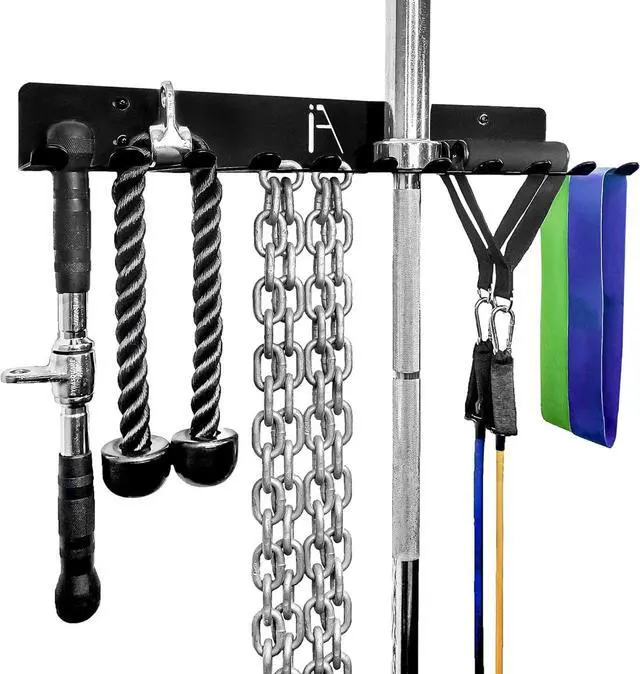 Main image of USA Omega Gym Storage Rack 9 OR 11 Hook Heavy-Duty Gym Wall Organizer Gym Caddy Hanger - Gym Accessory Storage - Resistance Bands, Jump Ropes, Barbells, Lifting Belts, Cable Attachments
