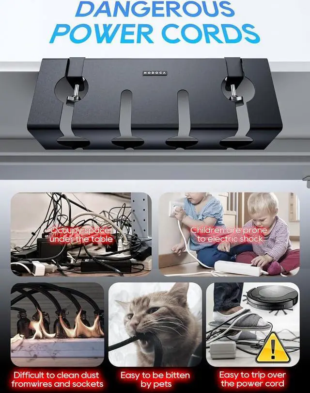 Alt view image 2 of 7 - No Drill Under Desk Cable Management Tray, 17'' Wire Management, Punch-Free Clamp on, Metal Cable Tray, Wire Organizer Under Desk, Under Desk Basket for Office and Home, Black(2 Packs)