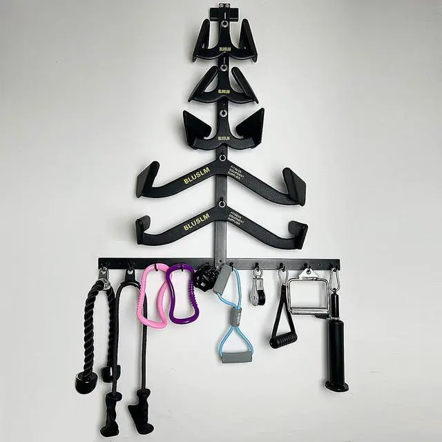 Alt view image 3 of 7 - Gym Fitness LAT Pull Down Bar Storage Rack for Mag Grip, Heavy Duty A-Frame Stand for LAT Pulldown Attachments & LAT Bar