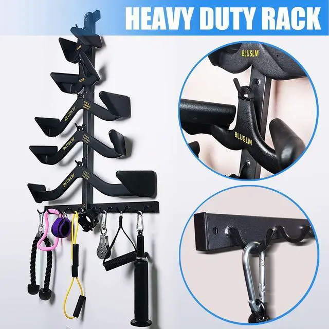 Alt view image 4 of 7 - Gym Fitness LAT Pull Down Bar Storage Rack for Mag Grip, Heavy Duty A-Frame Stand for LAT Pulldown Attachments & LAT Bar