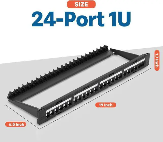 Alt view image 5 of 7 - Everest 24 Port Keystone Patch Panel (2-Pack) - Removable 6-Port Panels - Use with Slim Prole Keystones ONLY (Wider Jacks May not t Side by Side) - 8 Blank Keystone Jack Inserts Included