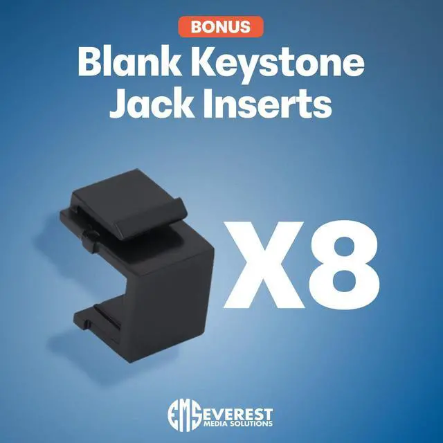 Alt view image 7 of 7 - Everest 24 Port Keystone Patch Panel (2-Pack) - Removable 6-Port Panels - Use with Slim Prole Keystones ONLY (Wider Jacks May not t Side by Side) - 8 Blank Keystone Jack Inserts Included