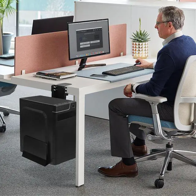 Alt view image 3 of 7 - Adjustable Clamp Mount On Desk for PC Tower - No Drilling, Height Adjustable from 13.2" to 21.6", Width Adjustable from 5.5" to 9.8", Heavy Duty Under Desk Computer Mount, Computer Mount for Desk