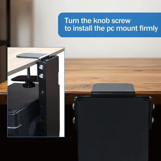 Alt view image 5 of 7 - Adjustable Clamp Mount On Desk for PC Tower - No Drilling, Height Adjustable from 13.2" to 21.6", Width Adjustable from 5.5" to 9.8", Heavy Duty Under Desk Computer Mount, Computer Mount for Desk