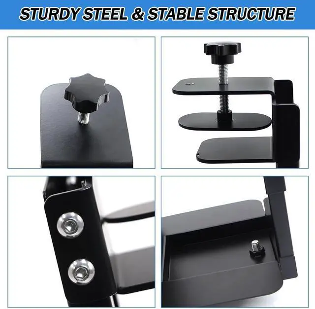 Alt view image 7 of 7 - Adjustable Clamp Mount On Desk for PC Tower - No Drilling, Height Adjustable from 13.2" to 21.6", Width Adjustable from 5.5" to 9.8", Heavy Duty Under Desk Computer Mount, Computer Mount for Desk