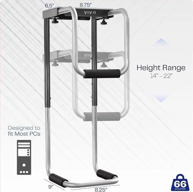 Alt view image 3 of 7 - Heavy Duty Adjustable Under-Desk PC Mount, Computer CPU Holder, Supports up to 66 lbs, MOUNT-PC04A