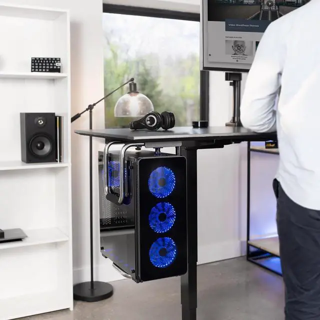 Alt view image 6 of 7 - Heavy Duty Adjustable Under-Desk PC Mount, Computer CPU Holder, Supports up to 66 lbs, MOUNT-PC04A