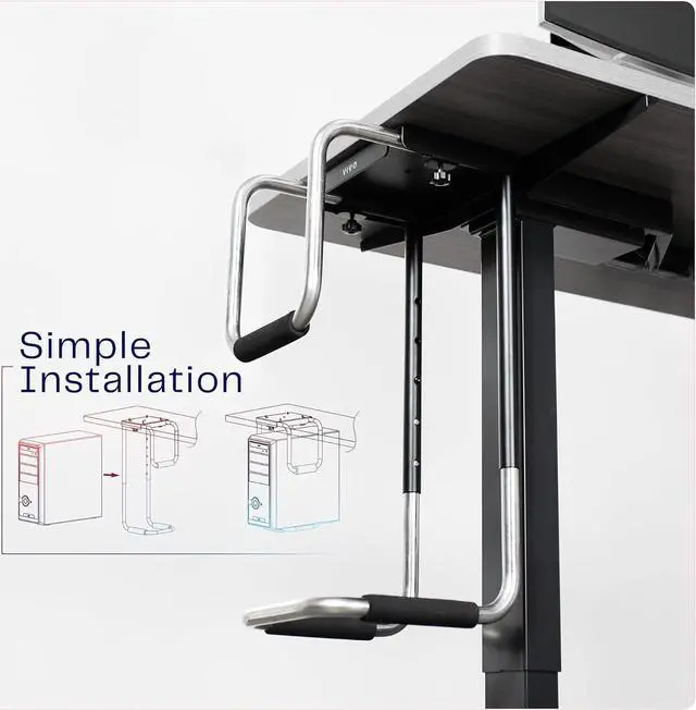 Alt view image 7 of 7 - Heavy Duty Adjustable Under-Desk PC Mount, Computer CPU Holder, Supports up to 66 lbs, MOUNT-PC04A