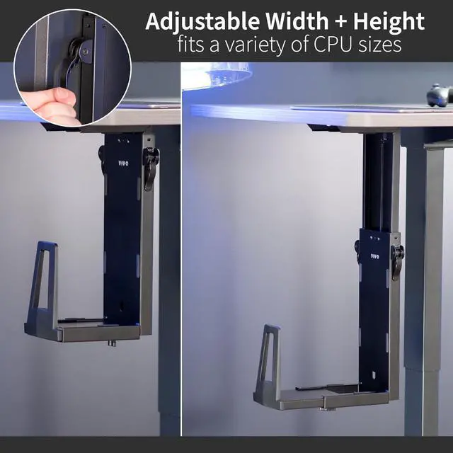 Alt view image 4 of 7 - Adjustable Under Desk Gaming PC Mount, Medium-Large Computer Case CPU Tower Holder with Secure Locking, Holds up to 33 lbs, Black, MOUNT-PC06E