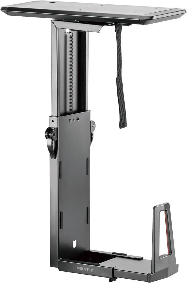 Main image of CPU Under Desk Mount Bracket Rack, Adjustable Computer Tower Desk Mount with Sliding Track, 33 lbs Capacity, Black