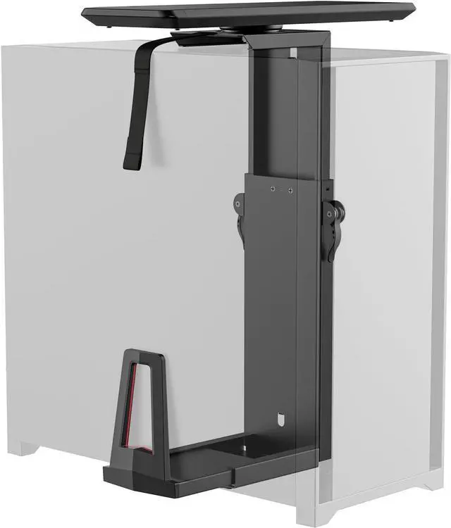 Alt view image 2 of 7 - CPU Under Desk Mount Bracket Rack, Adjustable Computer Tower Desk Mount with Sliding Track, 33 lbs Capacity, Black