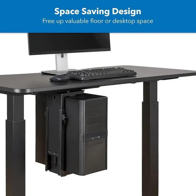 Alt view image 6 of 7 - CPU Under Desk Mount Bracket Rack, Adjustable Computer Tower Desk Mount with Sliding Track, 33 lbs Capacity, Black