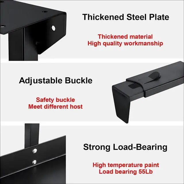 Alt view image 7 of 7 - Under Desk Pc Mount, Adjustable Computer Case Holder Installation Under Desk Or on Wall, Heavy Duty Adjustable Under-Desk CPU Tower Stand, Supports Up to 55 Lbs,White,Square