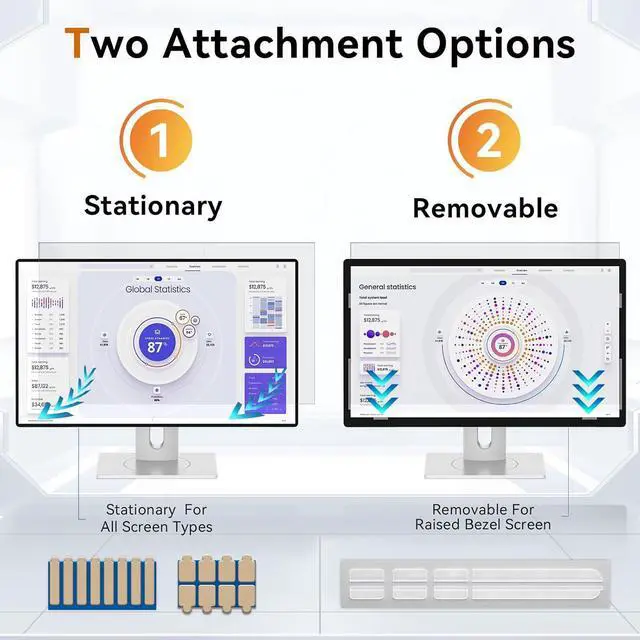 Alt view image 7 of 7 - [2 Pack] 24 Inch Computer Privacy Screen for 16:9 Aspect Ratio Widescreen Monitor, Eye Protection Anti Glare Blue Light Computer Monitor Privacy Filter, Removable Anti-Scratch 24in Protector Film