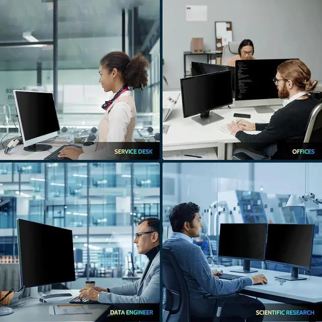Alt view image 7 of 7 - 2-PACK 24 Inch 16:9 Computer Privacy Screen for Widescreen Monitor, 24inch Removable Anti Blue Light Glare Eye Protection Shield, Black Blackout Anti Spy Desktop Security Private Filter