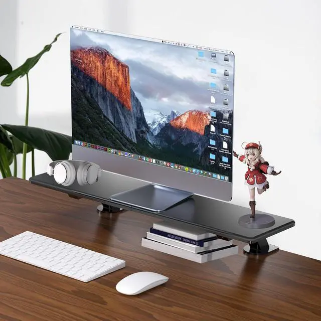 Alt view image 6 of 6 - suptek Clamp-on 32 Inch Dual Monitor Desk Mount Riser Shelf Computer Stands for 2 Monitor,Laptop,Printer, Notebook,32.2 x 7.8 x 5.7