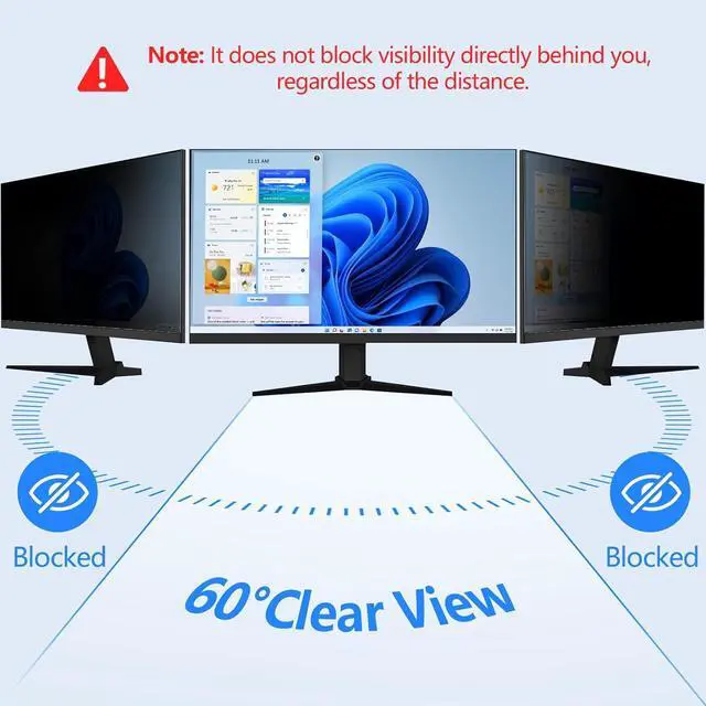 Alt view image 2 of 7 - 24 Inch Privacy Screen for Computer Monitor [2 Pack] Computer Screen Privacy Shield Eye Protection Anti Glare Blue Light Monitor Privacy Screen 24 Inch 16:9 Aspect Ratio