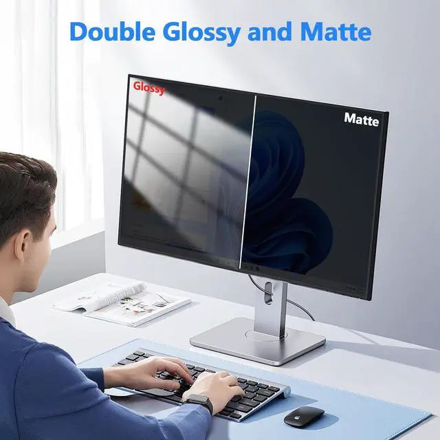 Alt view image 3 of 7 - 24 Inch Privacy Screen for Computer Monitor [2 Pack] Computer Screen Privacy Shield Eye Protection Anti Glare Blue Light Monitor Privacy Screen 24 Inch 16:9 Aspect Ratio