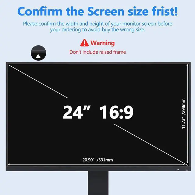 Alt view image 4 of 7 - 24 Inch Privacy Screen for Computer Monitor [2 Pack] Computer Screen Privacy Shield Eye Protection Anti Glare Blue Light Monitor Privacy Screen 24 Inch 16:9 Aspect Ratio
