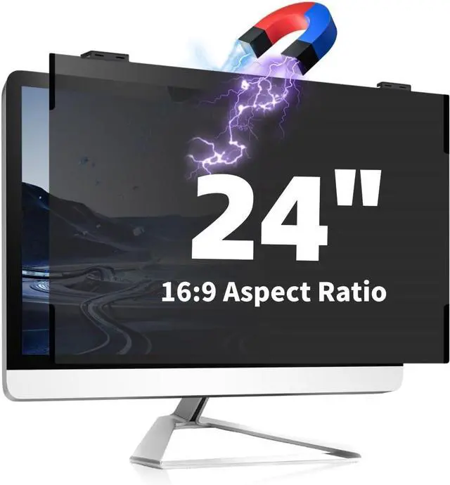 Main image of Magnetic Computer Privacy Screen 24 Inch, Removable Hanging Privacy Screen Shield for Frameless Monitor 16:9 Widescreen, Anti Blue Light Privacy Filter, Anti-Glare Protector