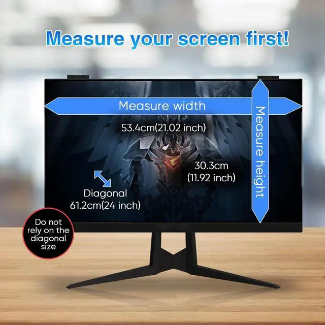 Alt view image 6 of 7 - Magnetic Computer Privacy Screen 24 Inch, Removable Hanging Privacy Screen Shield for Frameless Monitor 16:9 Widescreen, Anti Blue Light Privacy Filter, Anti-Glare Protector