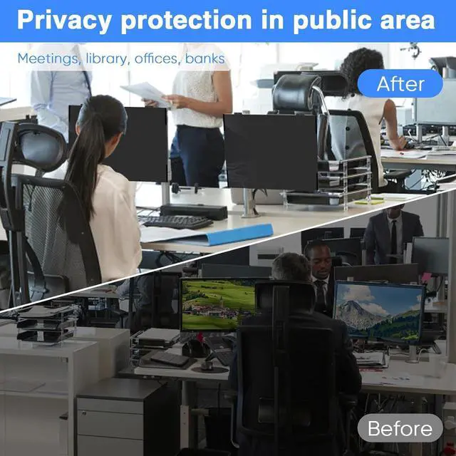 Alt view image 7 of 7 - Magnetic Computer Privacy Screen 24 Inch, Removable Hanging Privacy Screen Shield for Frameless Monitor 16:9 Widescreen, Anti Blue Light Privacy Filter, Anti-Glare Protector