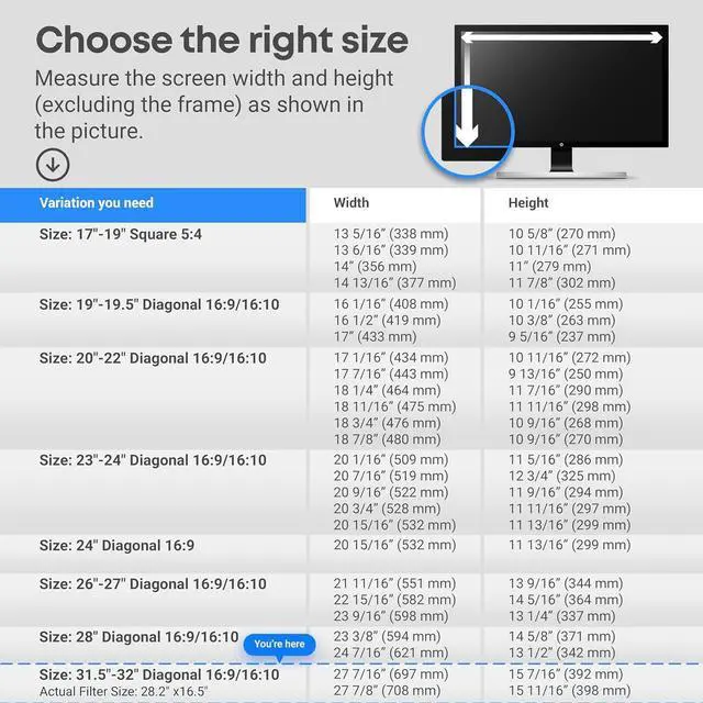 Alt view image 6 of 7 - Blue Light Blocking Screen Protector Panel for 31.5, 32 inch Diagonal PC Anti-UV Eye Protection Filter Film - Widescreen Laptop and Monitor Frame Hanging Type (W 28.2" X H 16.5") [1 Pack]