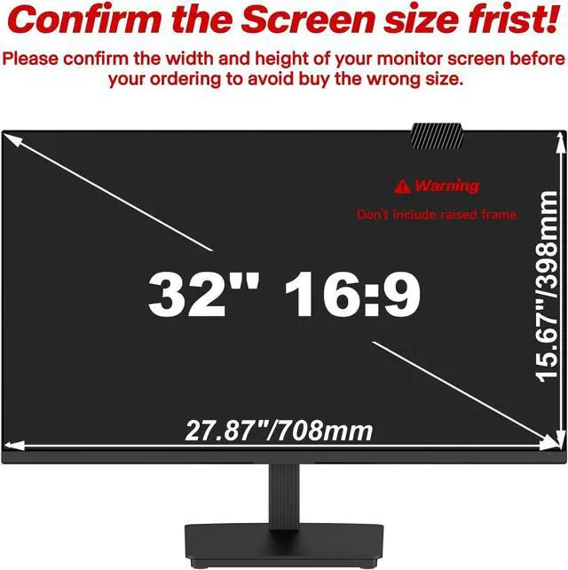 Alt view image 5 of 7 - 32 Inch Privacy Screen for Monitor with 16:9 Widescreen Monitor, Anti Blue Light Screen Protector - Anti-Glare - Anti-Scratch Protector Film for Data confidentiality Privacy Shield