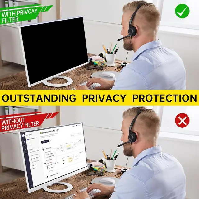 Alt view image 2 of 7 - 27 Inch Computer Privacy Screen for 16:9 Computer Monitor, Anti-Blue Light Monitor Privacy Screen Filter, Anti-UV Computer Screen Privacy Shield, Hanging Type