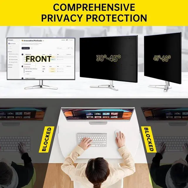 Alt view image 5 of 7 - [2-Pack] 24 Inch Computer Privacy Screen for 16:9 Computer Monitor, Anti-Blue Light Monitor Privacy Screen Filter, Anti-UV Computer Screen Privacy Shield, Universal 23.6'', 23.8'', 24''