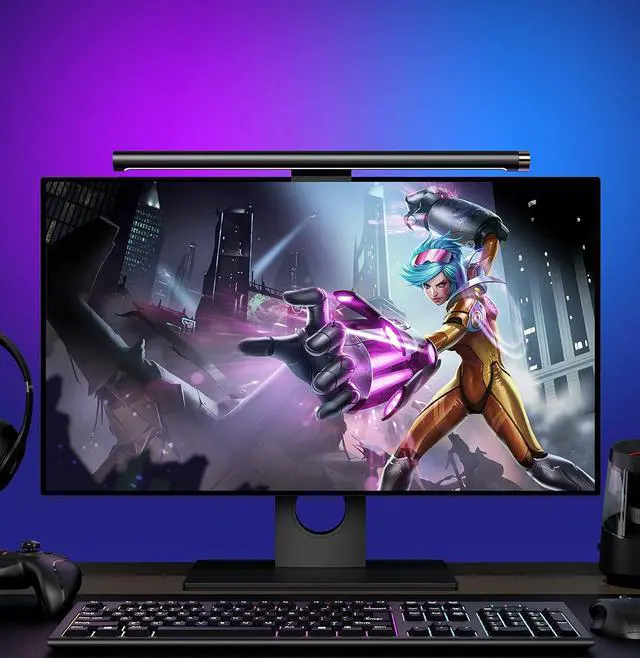 Main image of Light Bar with RGB Backlight, Flat/Curved Screen Bar Reduce Eye Strain Monitor Lamp USB Powered Led Desk Lamp 17.7 inch with Dimming Memory for Desktop Space Saving and Gaming Home Office