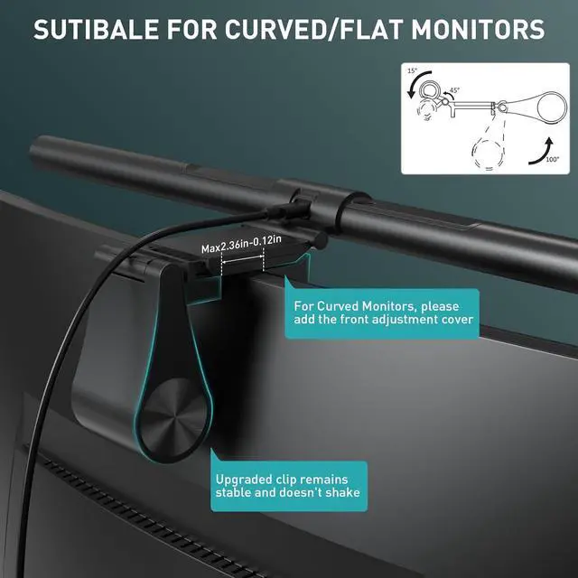 Alt view image 4 of 7 - Monitor Light Bar PRO+ with Remote Control, Fit for Curved/Flat Monitor, Eye-Care USB Computer Lamp Dimmable Screen Light Bar with Auto-Dimming, No Glare Home Office Gaming Desk Lamp