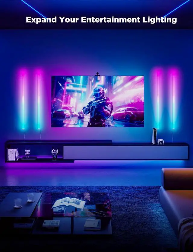 Alt view image 2 of 7 - Glide Wall Lights, RGBIC LED Lights, Smart Gaming Lights Works with Alexa and Google Assistant, RGB Light Bar, LED Wall Lights for Bedroom, 2 Panels Set (3 Sections/Panel)