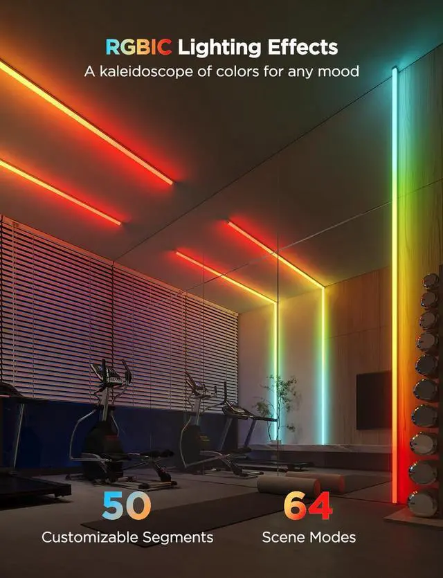 Alt view image 4 of 7 - RGBIC LED Strip Lights 16.4ft with Covers, Smart LED Lights for Bedroom Work with Alexa and Google Assistant, LED Diffuser Channel with LED Srtip Lights, Skirting Lines, Studio, Cabinet