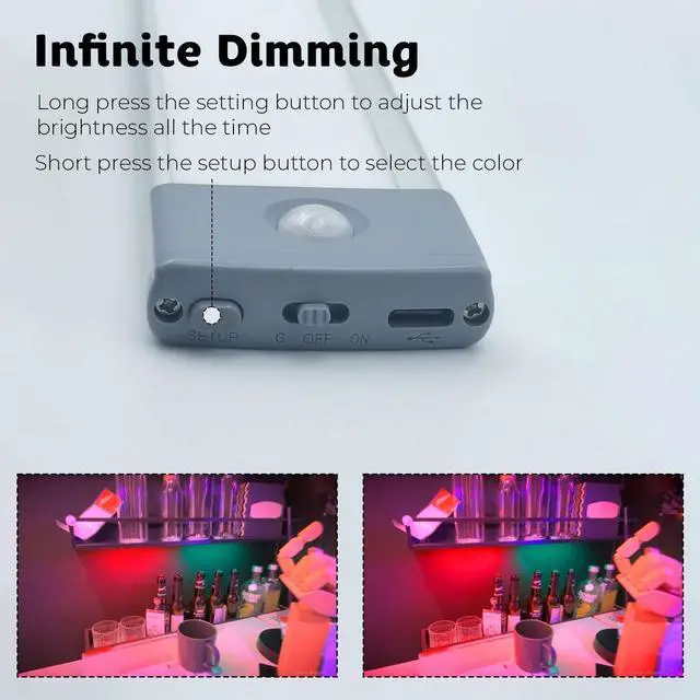 Alt view image 6 of 7 - 4 Set RGB Under Cabinet Lighting,USB Rechargeable Adjust Brightness Color Light, Wireless Magnetic Portable Under Cabinet Linghts,Motion Sensor Color Changing Light for Party, Bar