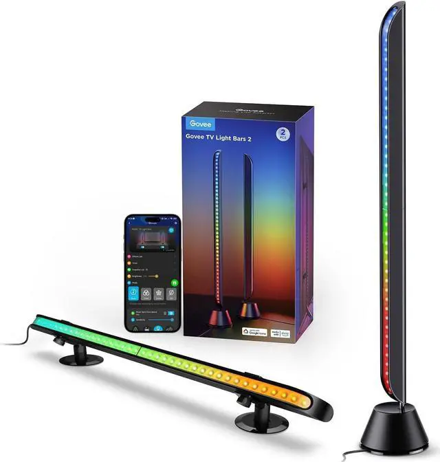 Main image of Smart TV Light Bars, Upgraded 31 Inch LED Light Bars with Scene and Music Modes, RGBIC WiFi TV Light Bars, Multiple Placement Options Suitable for 70-85 inch TVs, Voice and App Control, 2 Pack