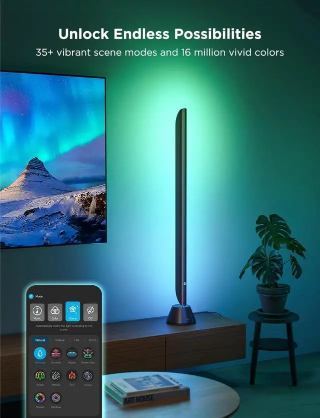 Alt view image 4 of 7 - Smart TV Light Bars, Upgraded 31 Inch LED Light Bars with Scene and Music Modes, RGBIC WiFi TV Light Bars, Multiple Placement Options Suitable for 70-85 inch TVs, Voice and App Control, 2 Pack