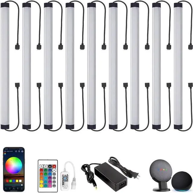 Main image of RGB Under Cabinet Lights, LED Linkable Light Bar, 12 Inch Remote Closet Lights Work with Alexa, Google Home, Dimmable Multicolor Lighting for Desk, Shelf, Kitchen, Room (9 Pack)