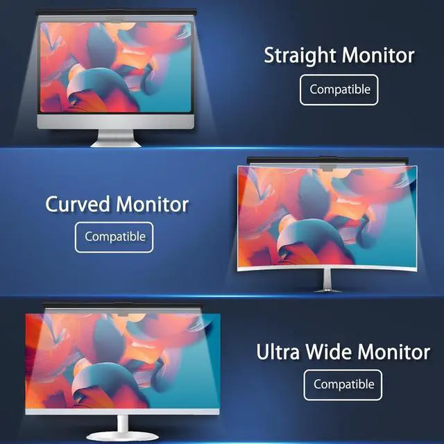 Alt view image 3 of 7 - Monitor Light Bar (Pack of 2) Screen Light Bar,CRI95 Desk Lamp for Eye-Caring,No Glare,Dual Light,Filter Blue-Light,3-Color Mode,Memory Dimming,e-Reading Task Lamp,Computer Light for Desk
