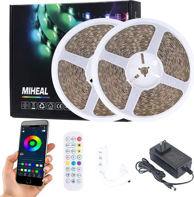 Main image of 131.2ft/40M Led Light Strips Music Sync Color Changing RGB Led Strip Built-in Mic,Bluetooth led Lights App Control with Remote,5050 RGB Rope Lights for Bedroom, Home Party Christmas