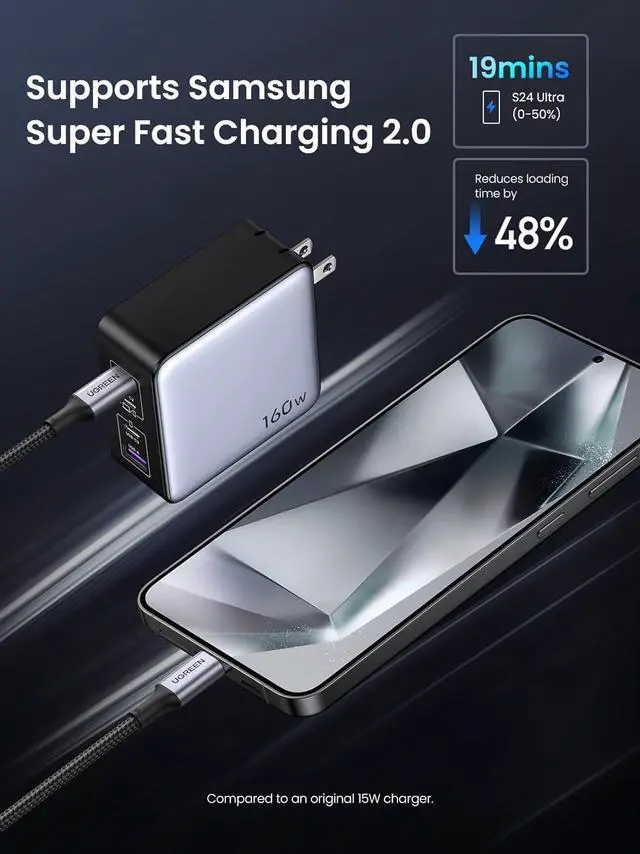 Alt view image 5 of 7 - 160W USB C Charger Nexode X PD 3.1 4-Port GaN Charger 140W Laptop Charger Foldable Fast Charging Block for MacBook Pro  XPS iPhone 16/15 iPad Pro Galaxy S24/S23 Pixel 8 Steam Deck